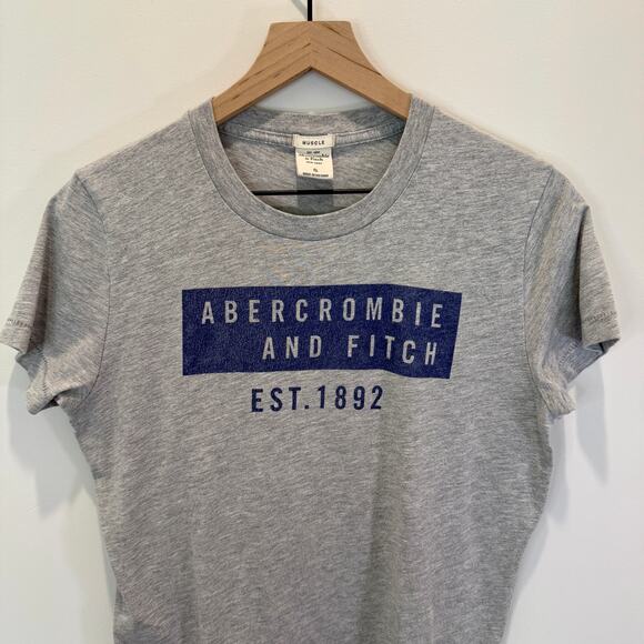 Y2K Abercrombie & Fitch Muscle Tee Men's Small T-Shirt Grey Blue EUC 00s Vintage - Picture 4 of 8